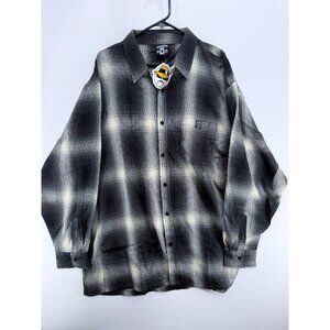 Lowrider Veterano Black Plaid Button Long Sleeve Mens 4XL Shirt Streetwear NWT